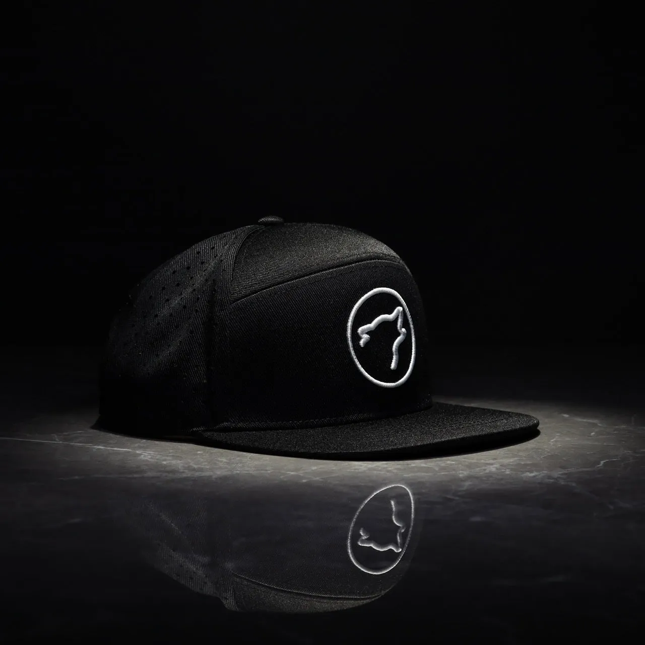 Flat Bill Snapback Hat Alpha Black White Accents