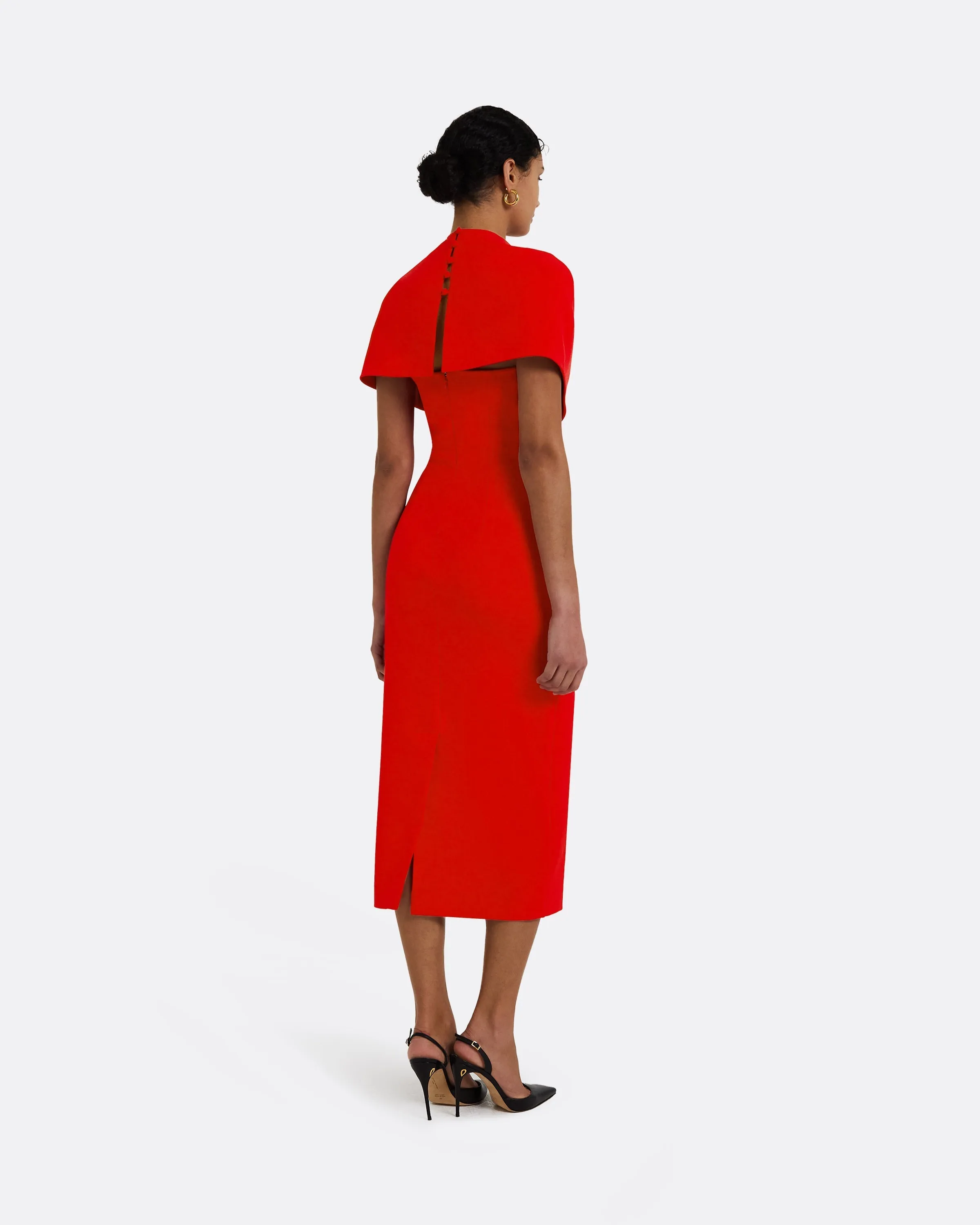 Flora Cherry Red Midi Dress