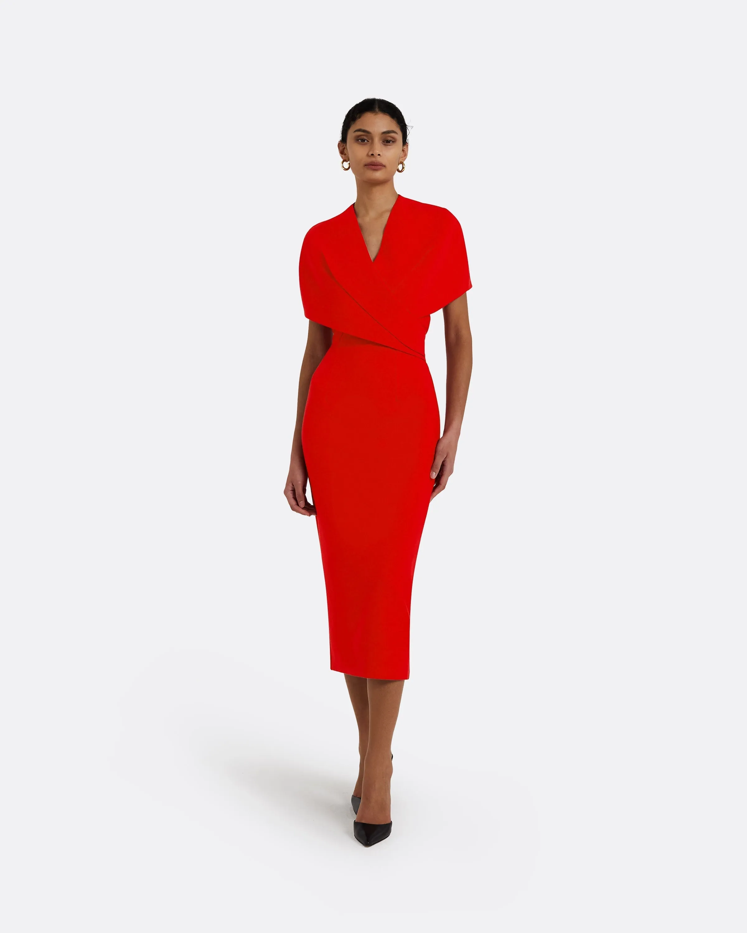 Flora Cherry Red Midi Dress