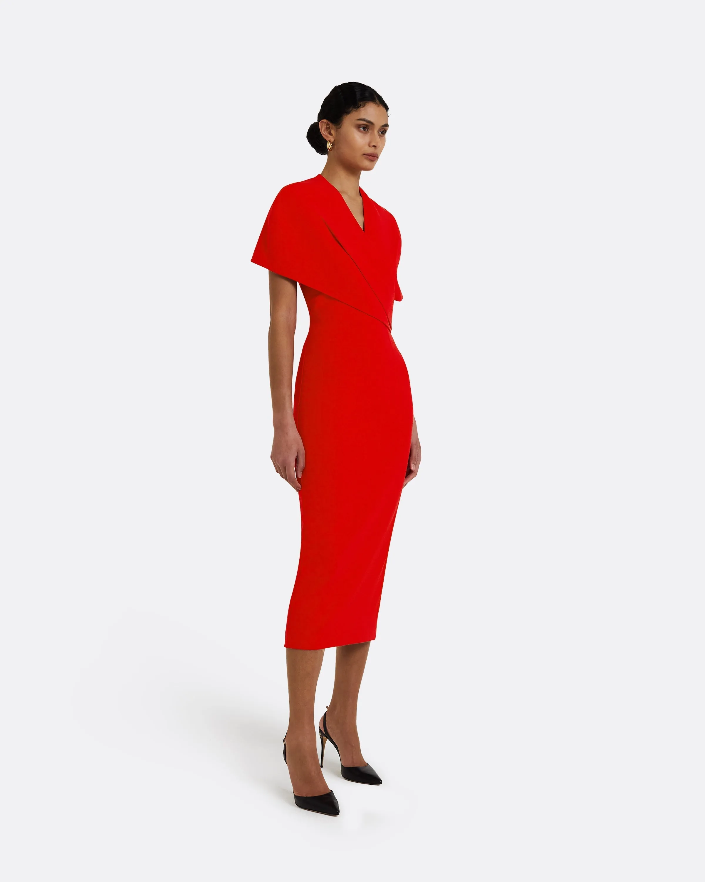 Flora Cherry Red Midi Dress