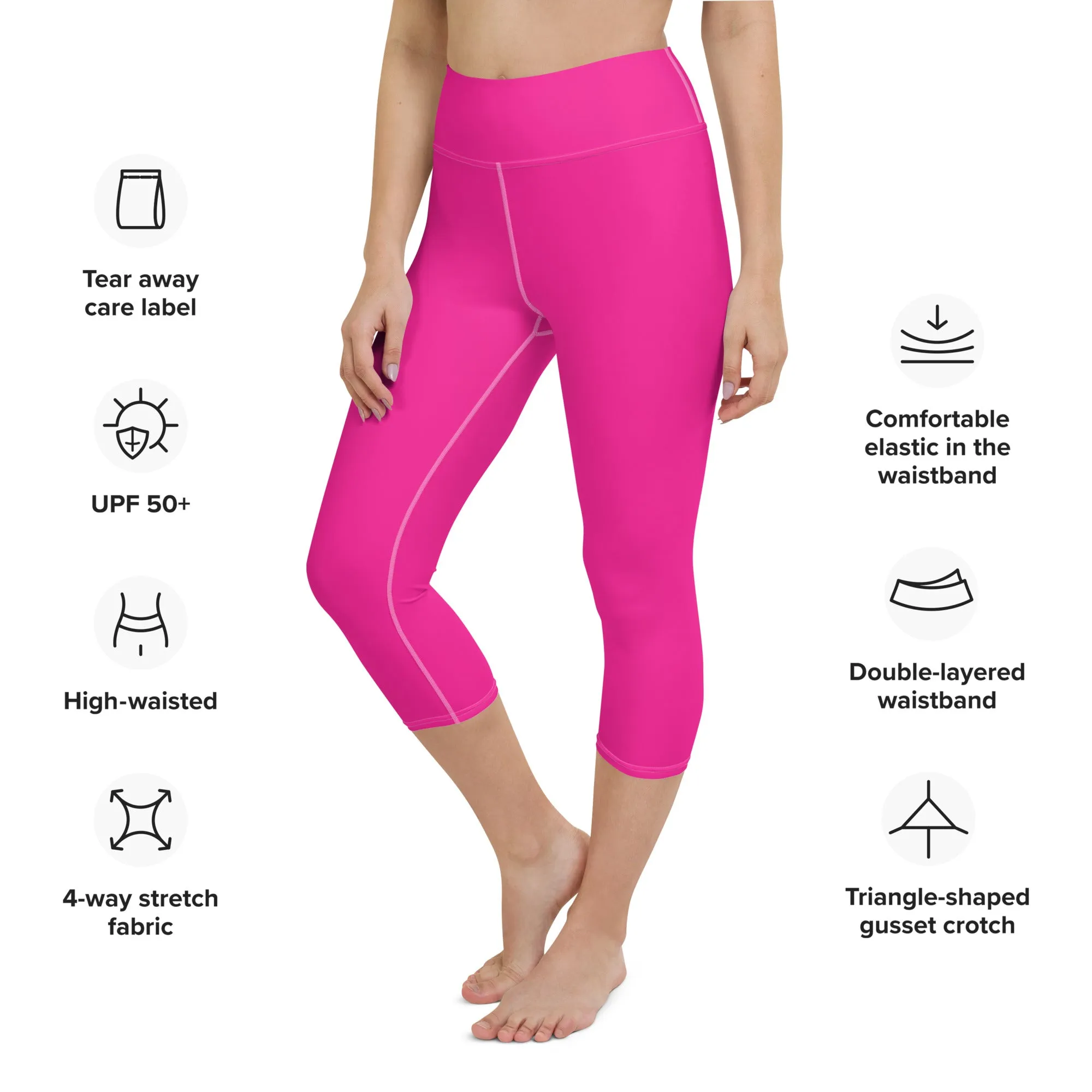 Fuchsia Pink Yoga Capri Leggings | Exercise Capri Leggings, lioness-love