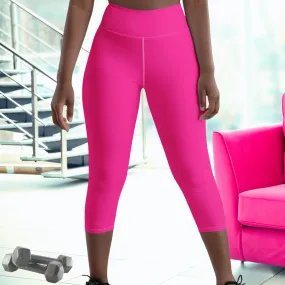 Fuchsia Pink Yoga Capri Leggings | Exercise Capri Leggings, lioness-love