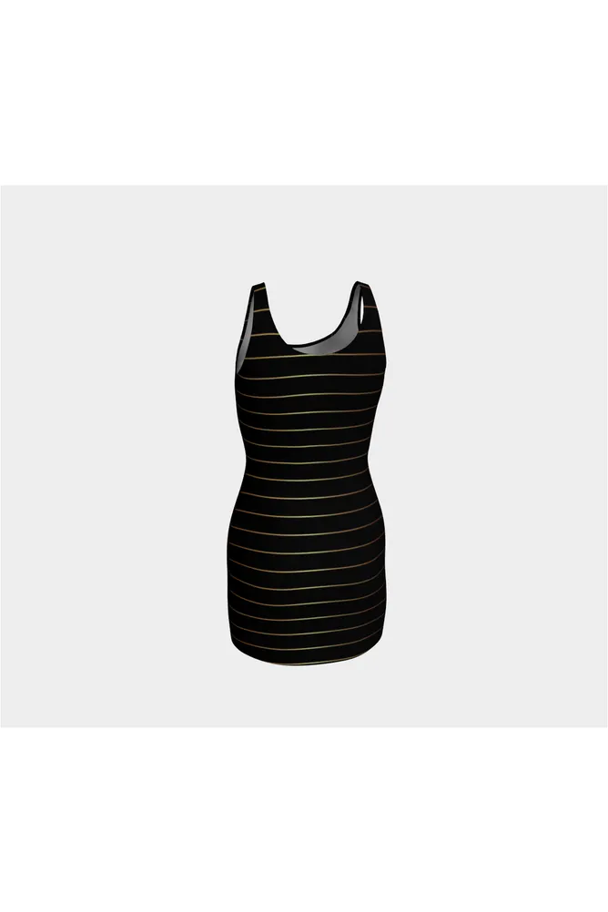 Gold Striped Black Bodycon Dress