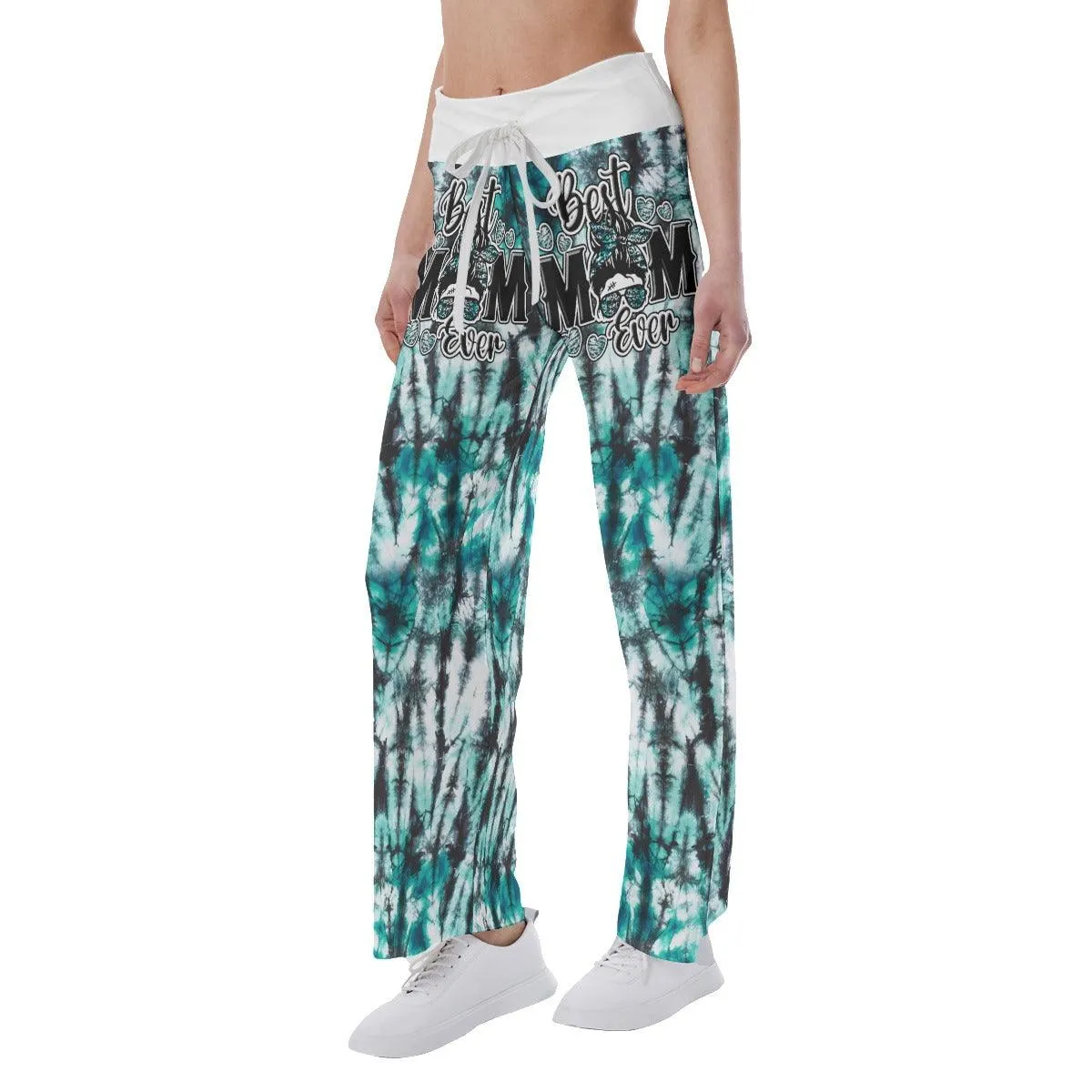 Gradiant Camo Green Skull Mom High-waisted Wide Leg Pants