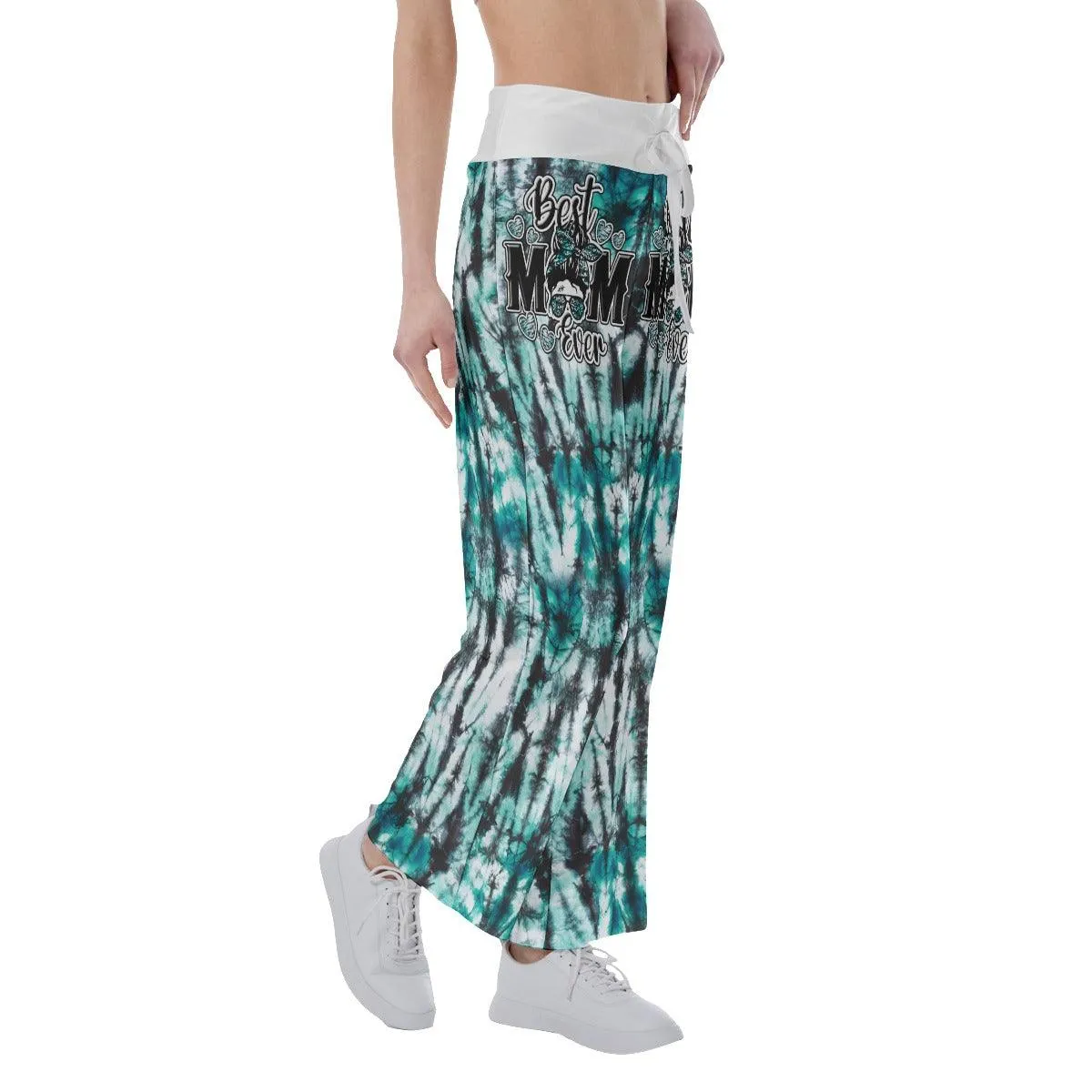 Gradiant Camo Green Skull Mom High-waisted Wide Leg Pants