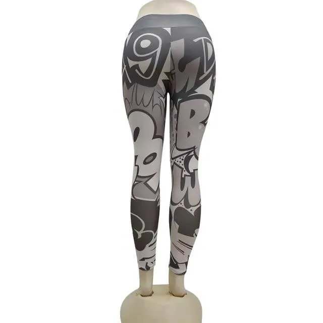 Graffiti Printed Yoga Leggings