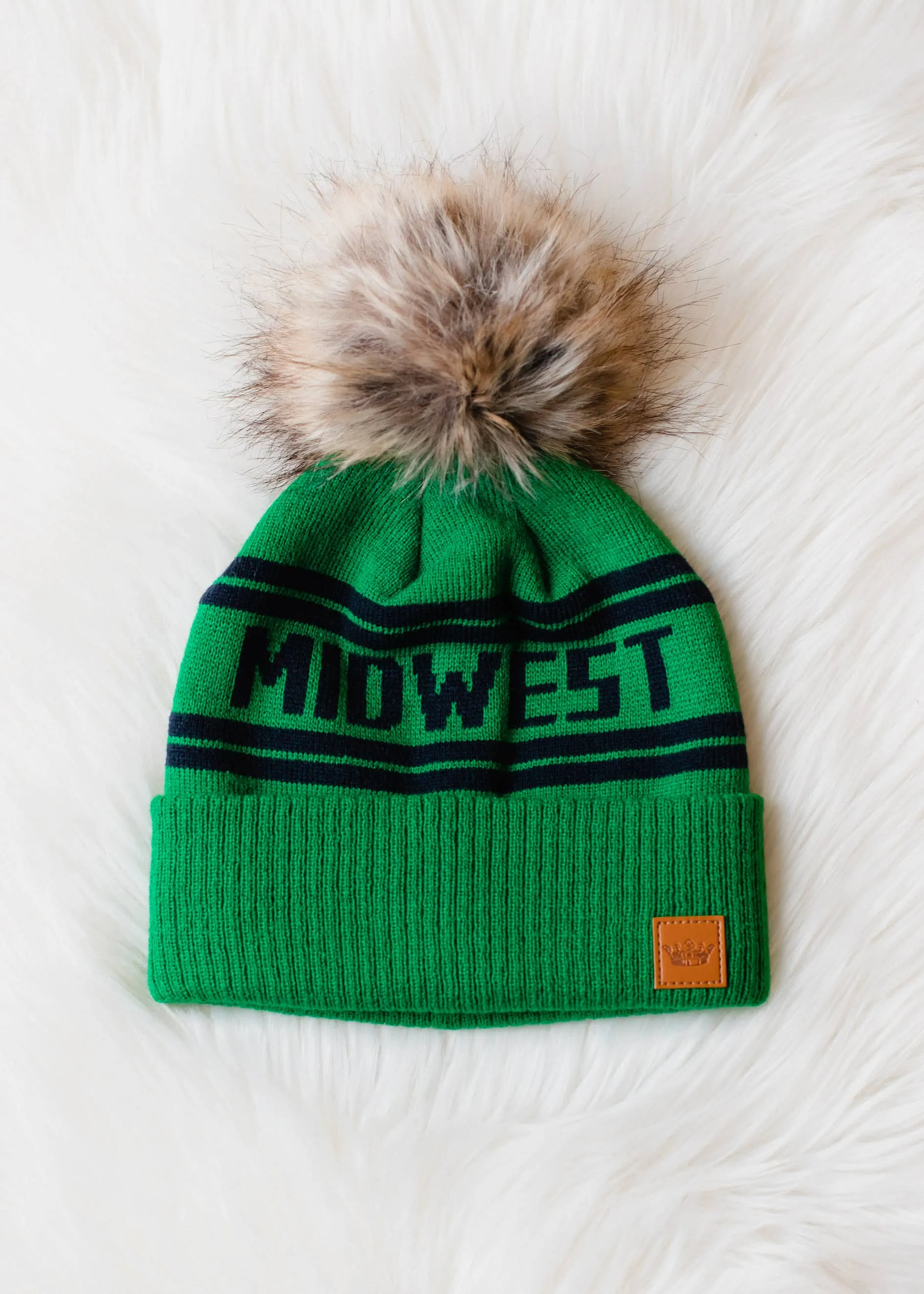 ***Green Base w/Navy Midwest Pom Hat