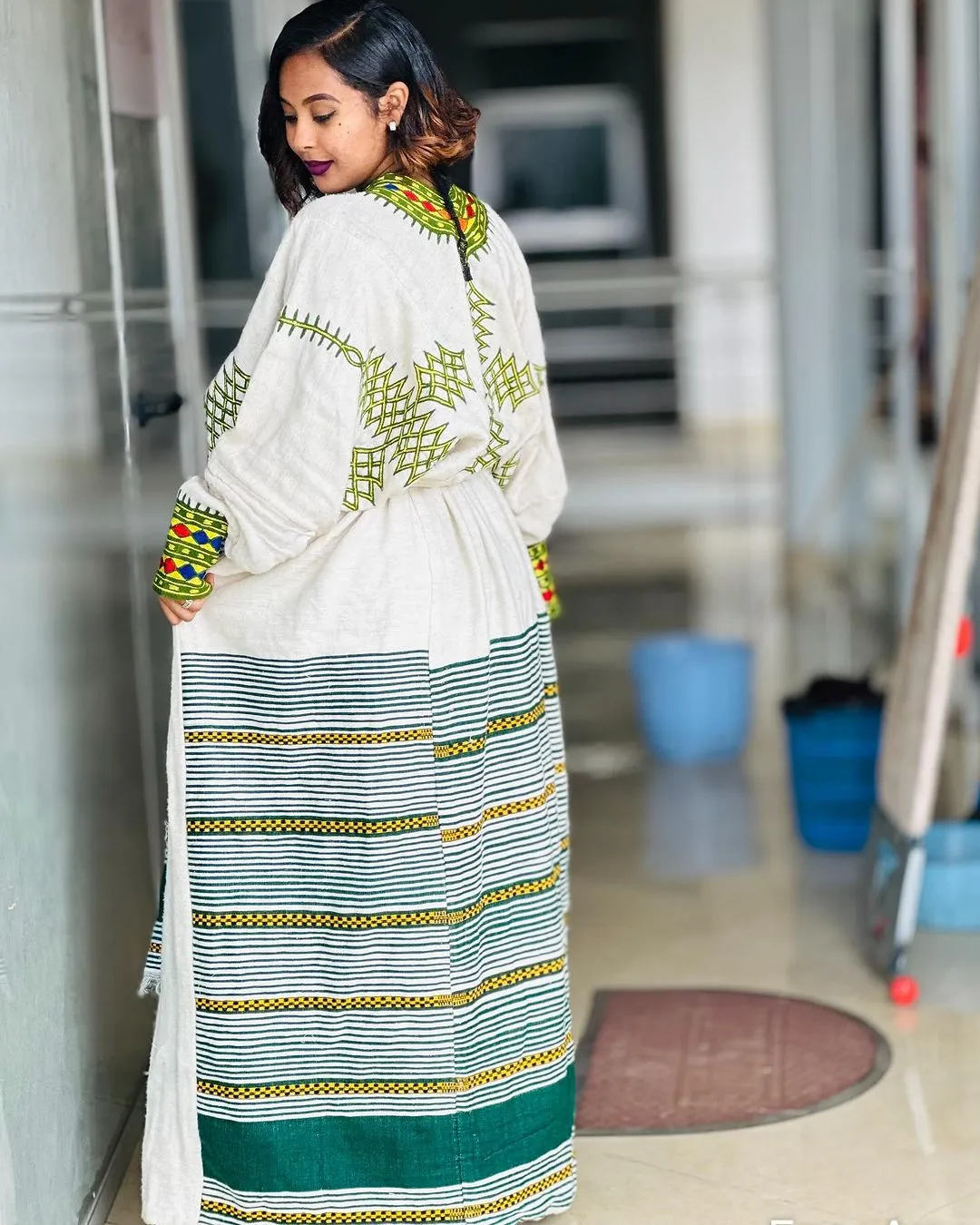 Green Cultural Fetil Habesha Dress Habesha Kemis Ethiopian Dress Style Traditional Habesha Libs