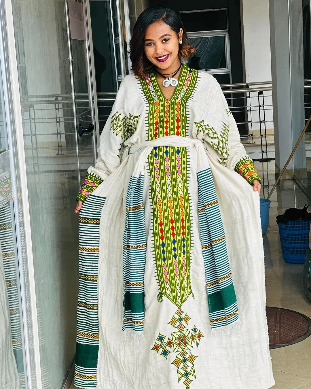 Green Cultural Fetil Habesha Dress Habesha Kemis Ethiopian Dress Style Traditional Habesha Libs