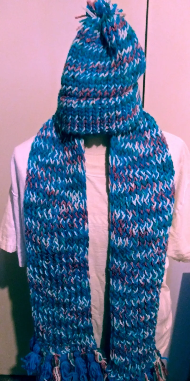 Handmade Beanie n Scarves Sets of Blues, Light Purples, Pinks, and  Whites sold out