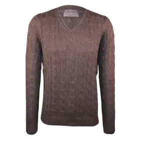 HENRY SARTORIAL V Neck Cotton Jumper BLACK/CHARCOAL