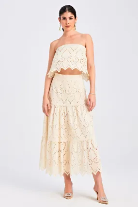 Ivory Off-Shoulder Skirt Set