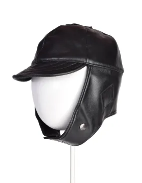 Jean Paul Gaultier Junior Gaultier Vintage 1980s Black Leatherette Aviator Bomber Hat