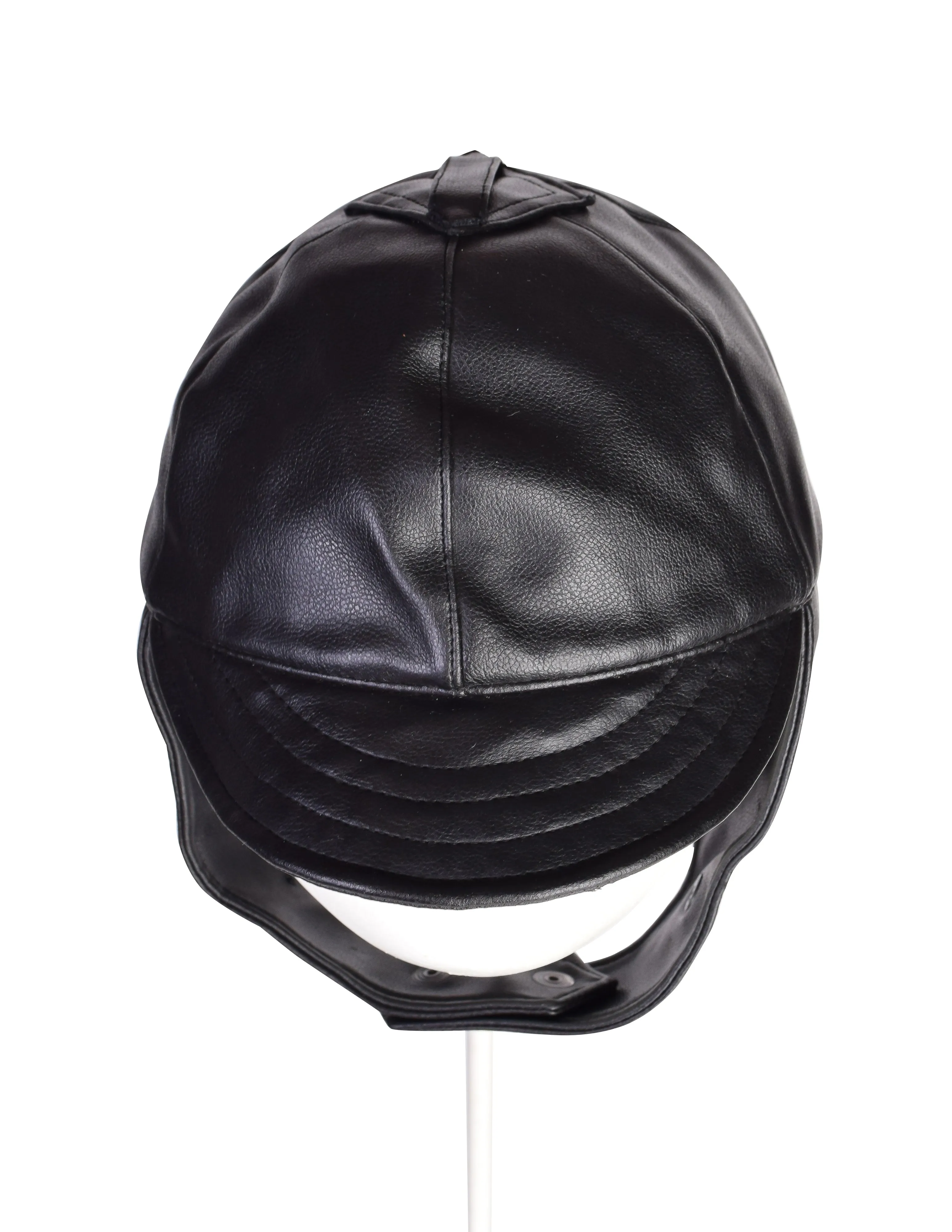 Jean Paul Gaultier Junior Gaultier Vintage 1980s Black Leatherette Aviator Bomber Hat