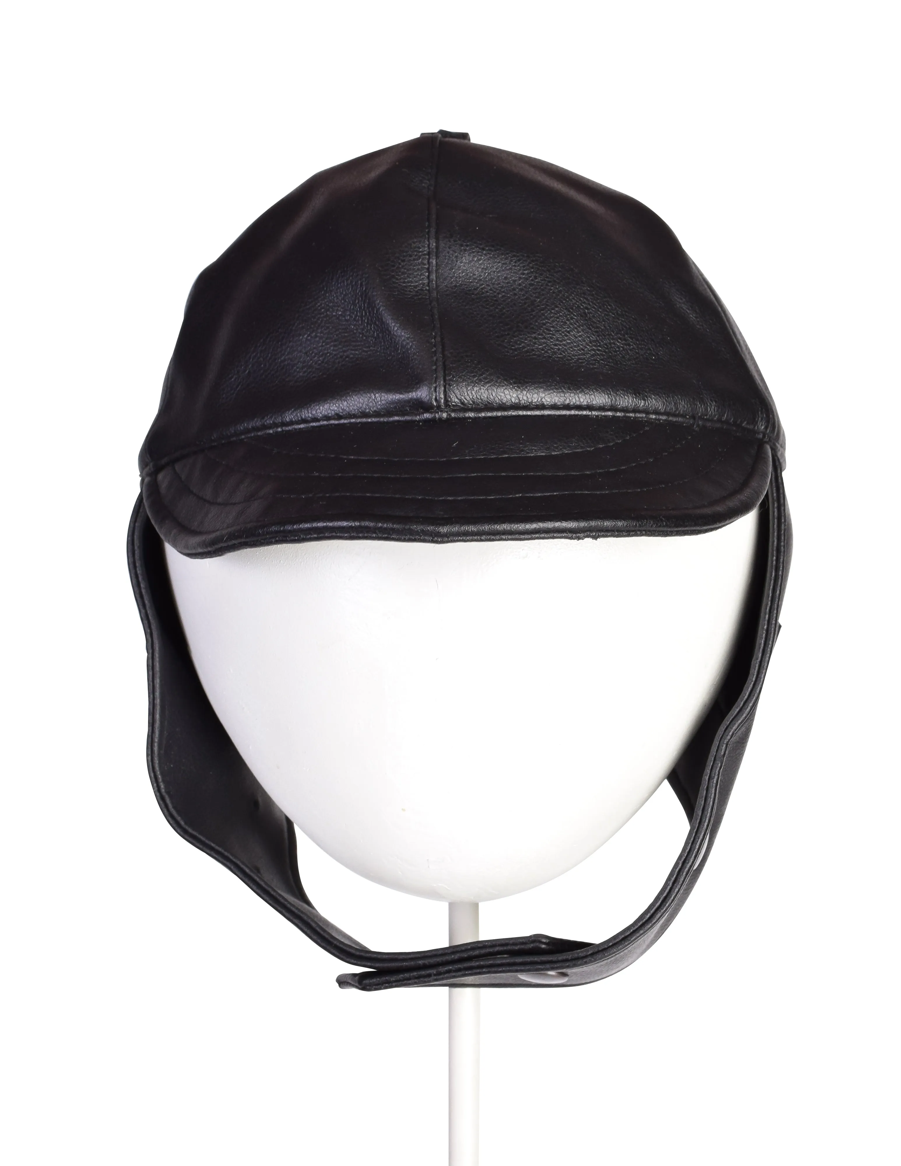 Jean Paul Gaultier Junior Gaultier Vintage 1980s Black Leatherette Aviator Bomber Hat