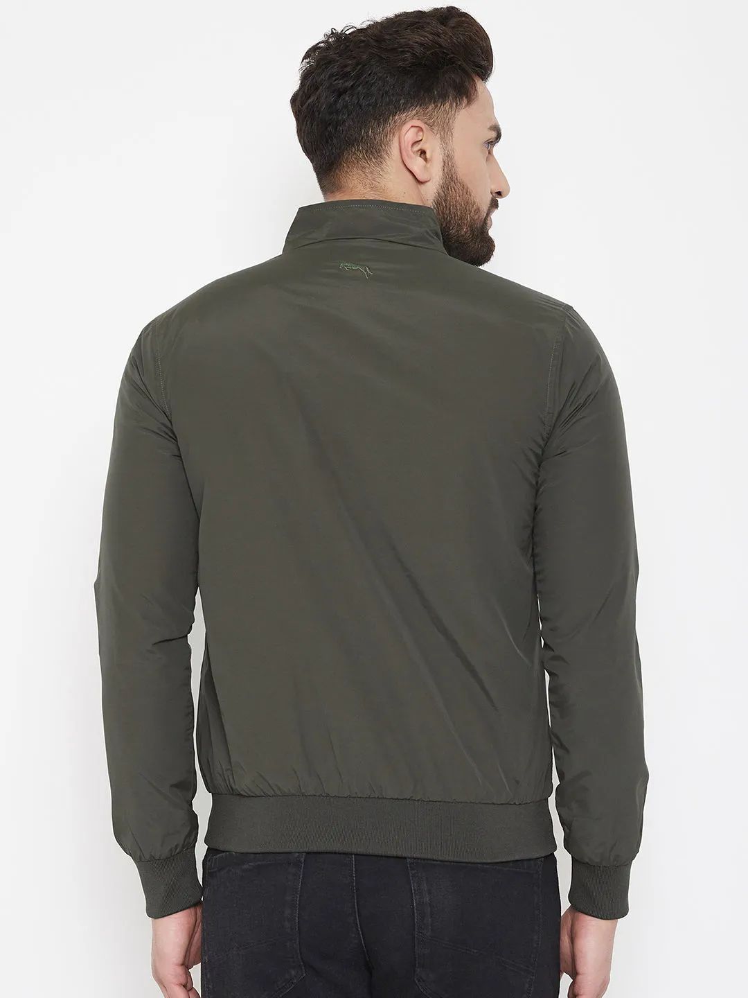 JUMP USA Men Olive Solid Bomber Jacket