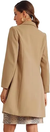 Khaki Chic Double Breasted Long Sleeve Trench Coat