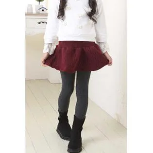 Kid Girl Warm & Thick Solid Color Skirt Legging - KGLGC54533