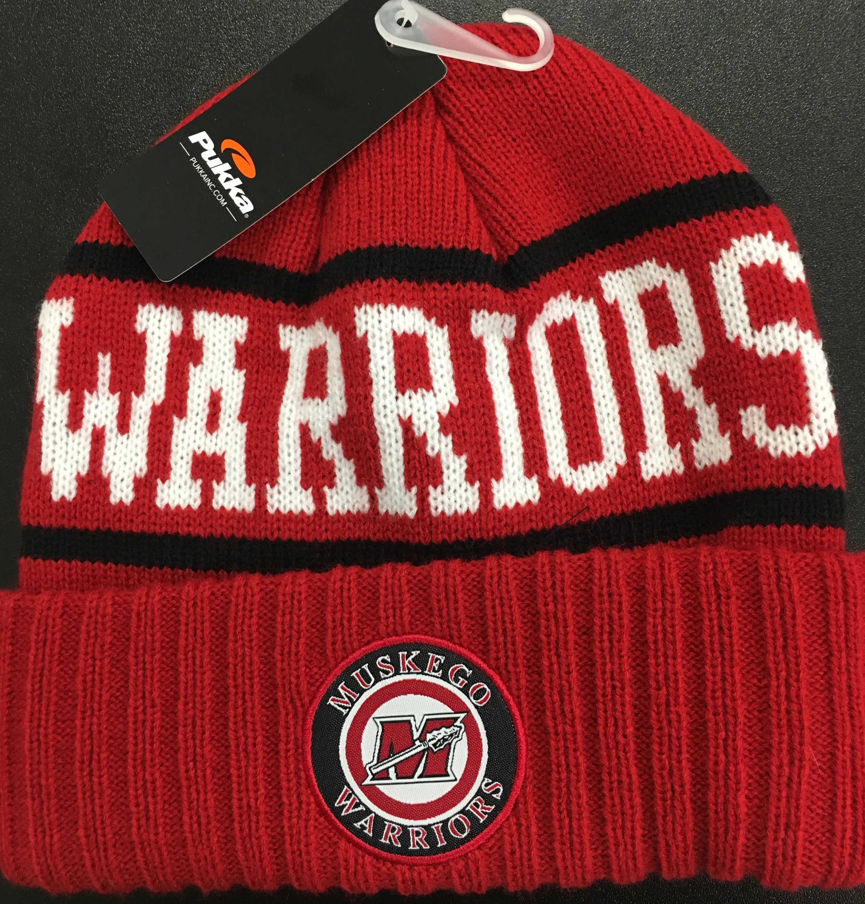 Knit Red Warrior Patch Hat by Pukka