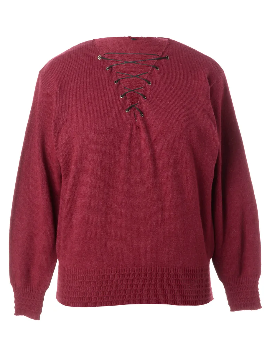 Label Burgundy Lace Up Jumper