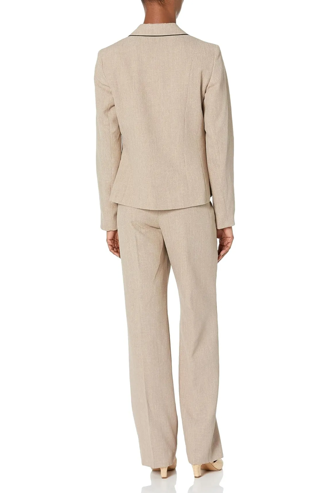 Le Suit Women's 2 Button Framed Jacket & Pant Suit