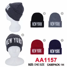 Long Cuffed Beanie Knit Skully New York Winter Hats AA1157