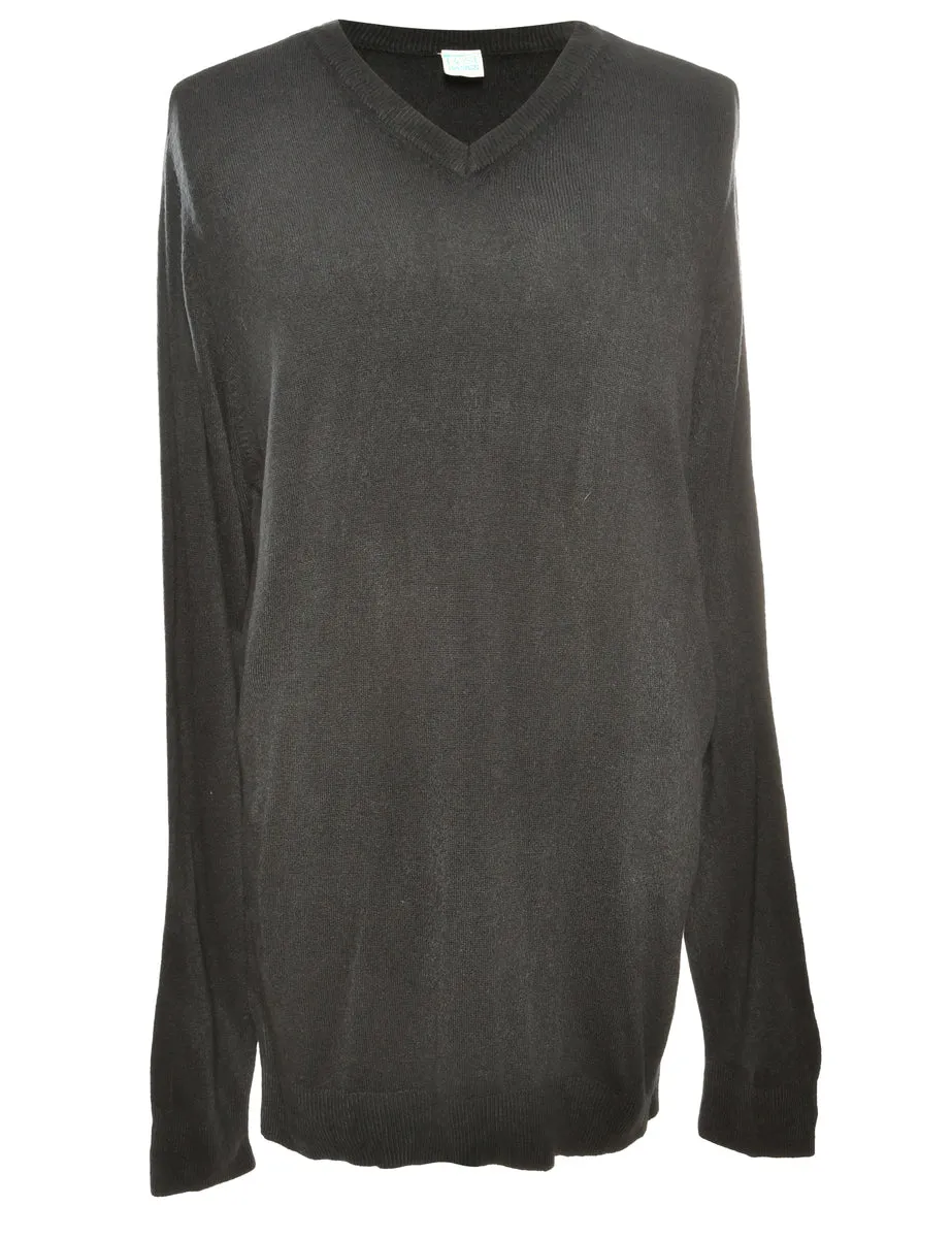 Long Sleeved Grey Knit Jumper - M