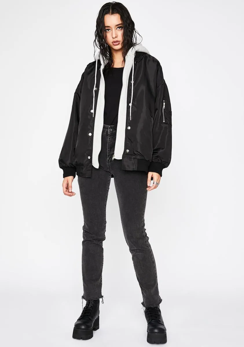 Lowkey Chillin' Layered Bomber Jacket