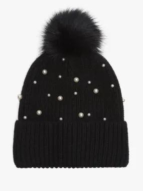 Malissa J T Pearl Black Beanie Hat MS3013