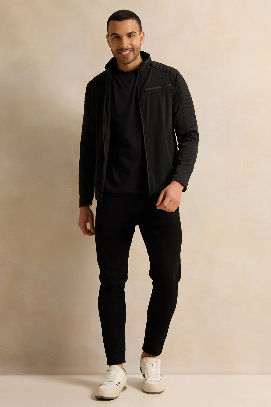 Men Black Performance Biker Jacket