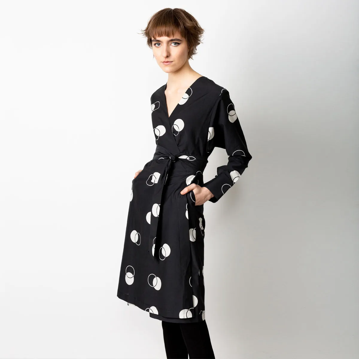 Midi Cotton Silk Wrap Dress Circle