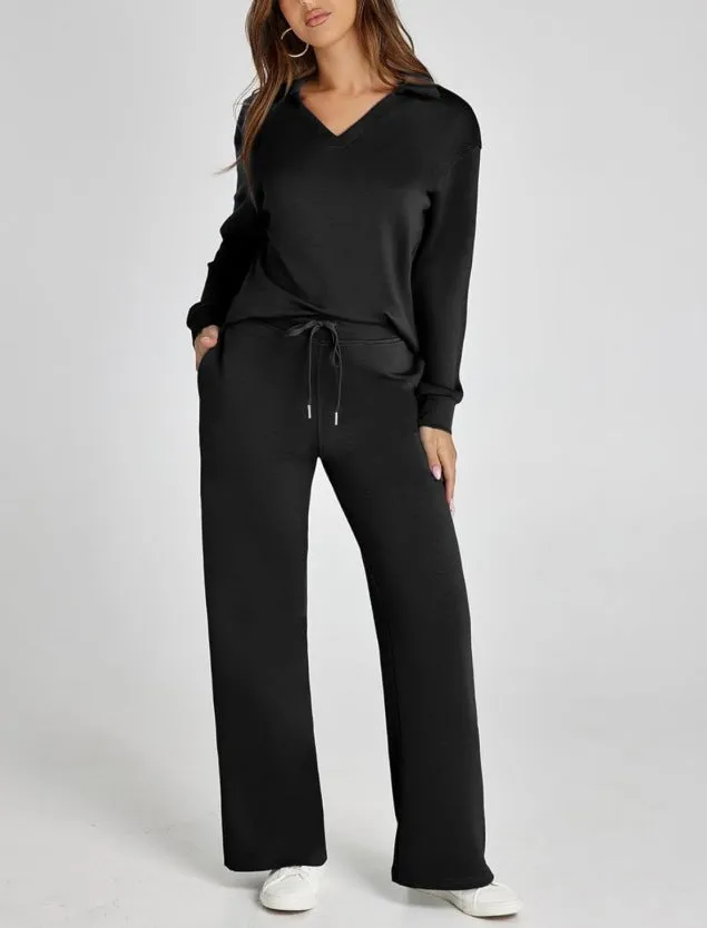 Morissette™ | Oversized Long Sleeve Top and Wide-Leg Pants Set