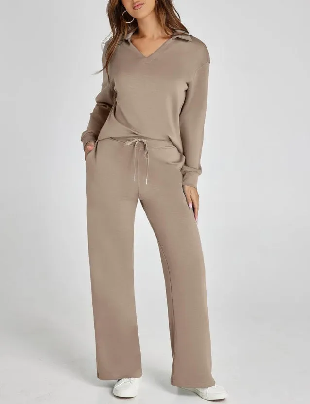 Morissette™ | Oversized Long Sleeve Top and Wide-Leg Pants Set