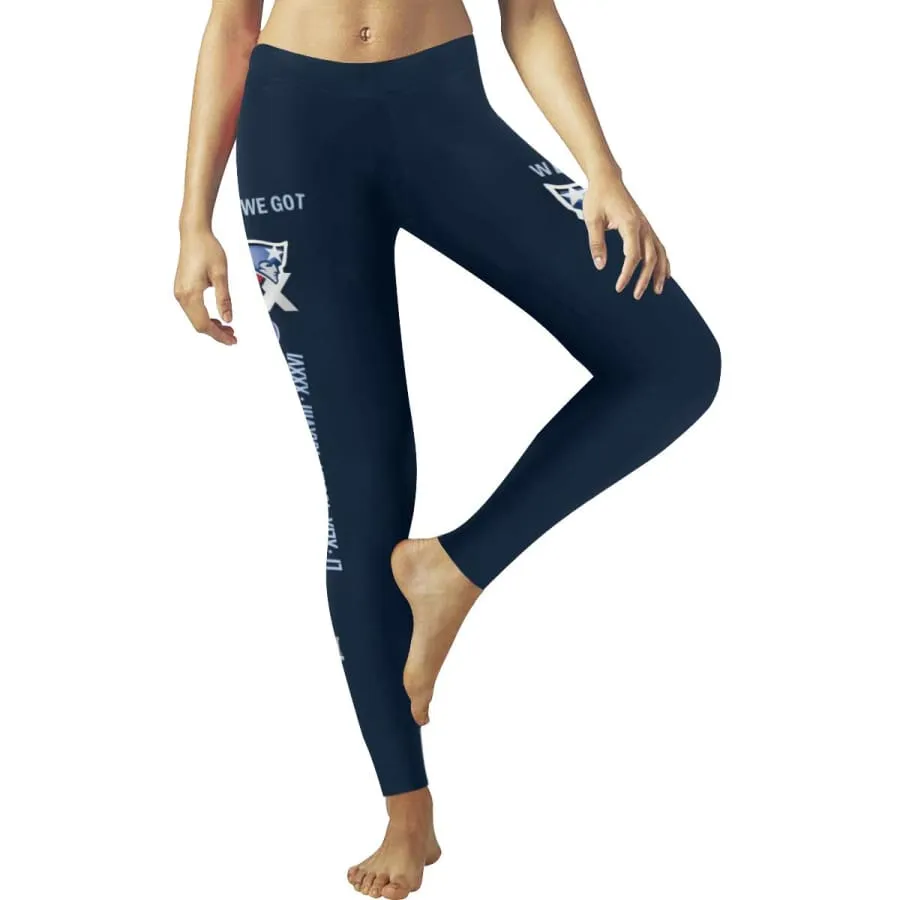 New England Patriots Super Bowl 6X Champions Leggings Navy Blue| Patriots Yoga Pants