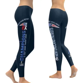 New England Patriots Super Bowl 6X Champions Leggings Navy Blue| Patriots Yoga Pants