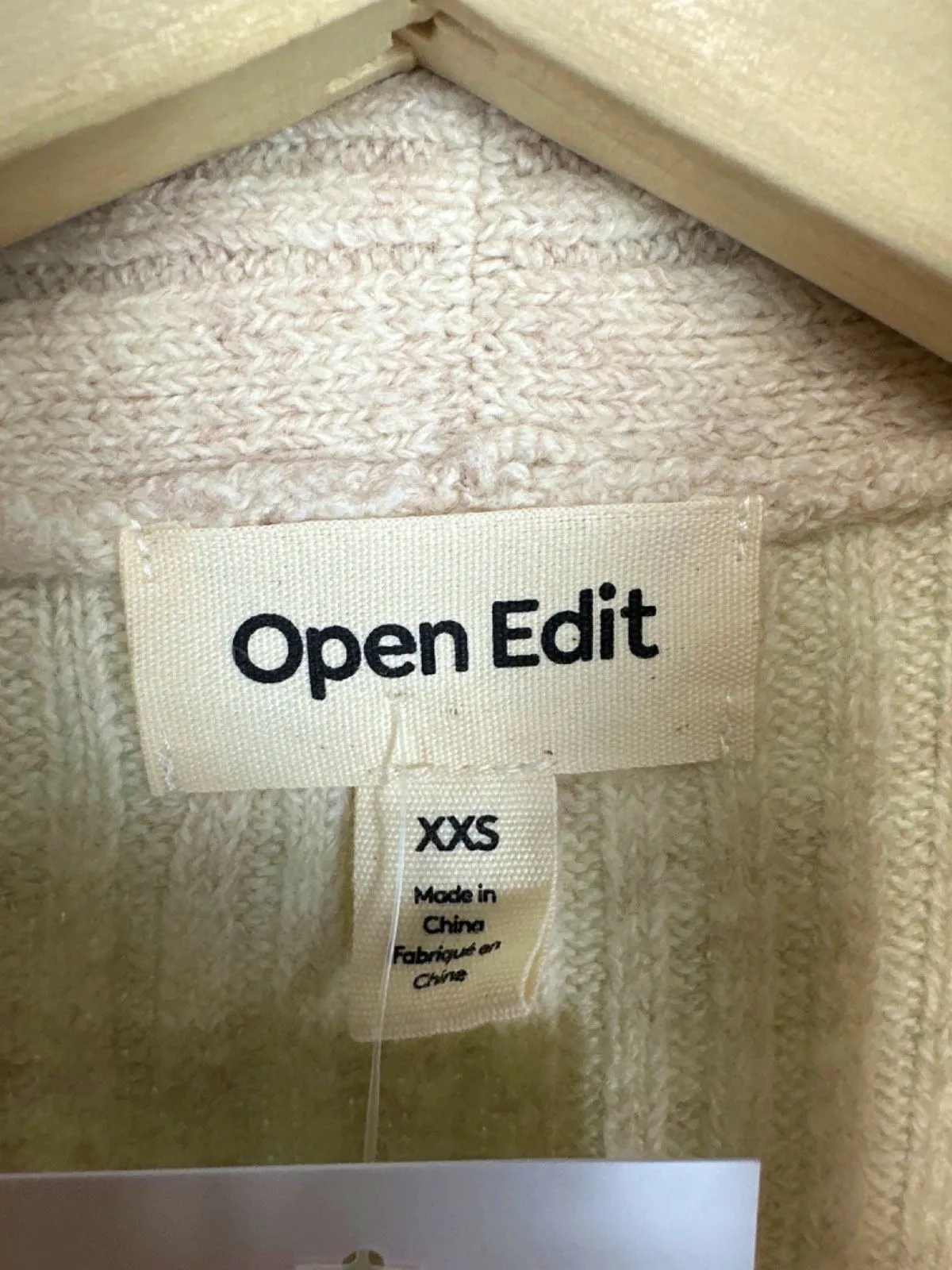 Open Edit Cream Ribbed Open Front Cardigan UK XXS