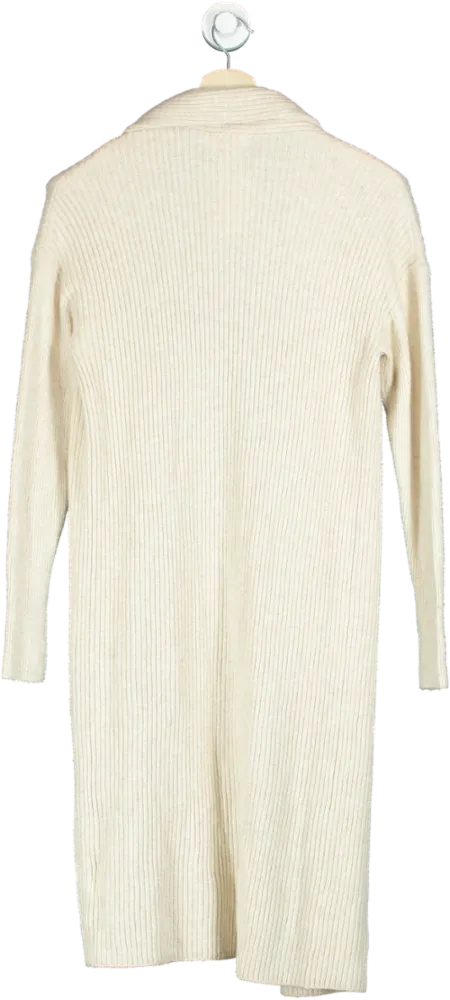 Open Edit Cream Ribbed Open Front Cardigan UK XXS