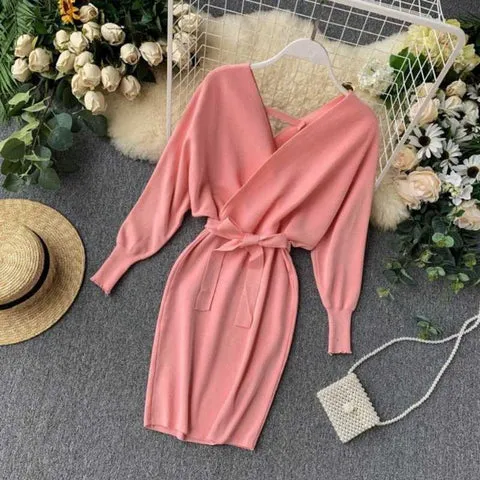 Pink Mini Wrap Dress