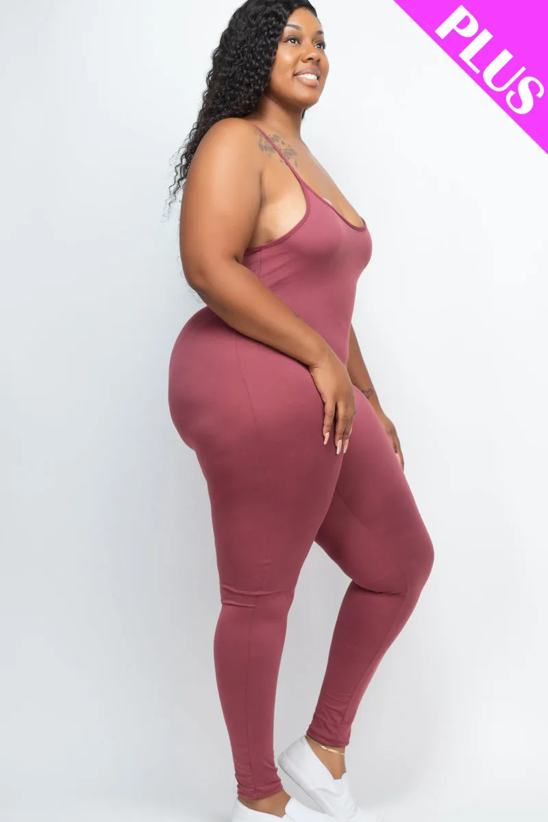 Plus Size Solid Bodycon Cami Jumpsuit (CAPELLA)