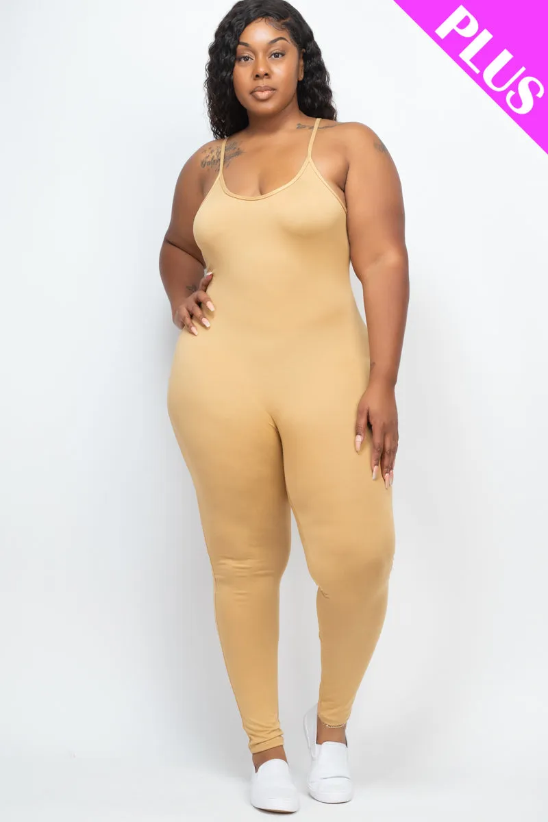 Plus Size Solid Bodycon Cami Jumpsuit (CAPELLA)