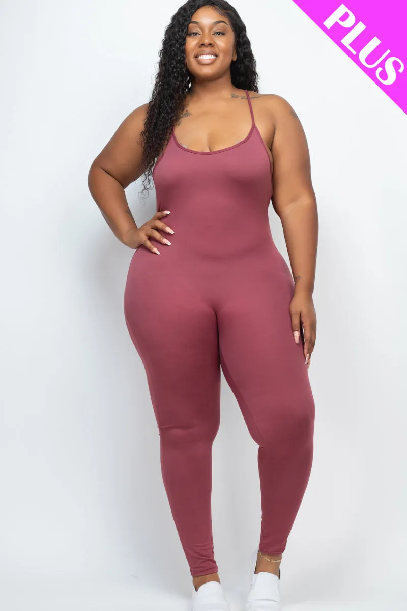 Plus Size Solid Bodycon Cami Jumpsuit (CAPELLA)