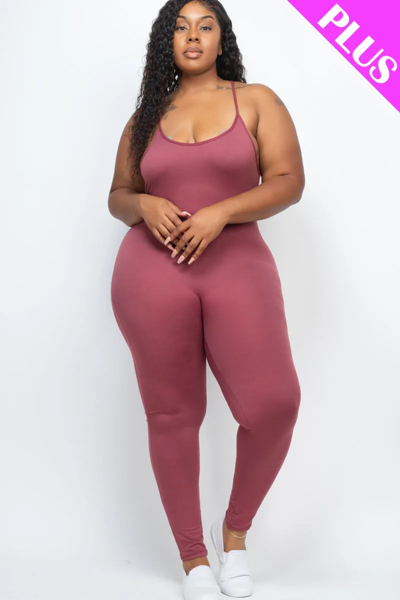 Plus Size Solid Bodycon Cami Jumpsuit (CAPELLA)