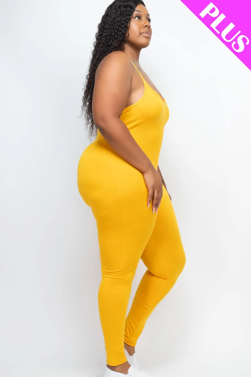 Plus Size Solid Bodycon Cami Jumpsuit (CAPELLA)