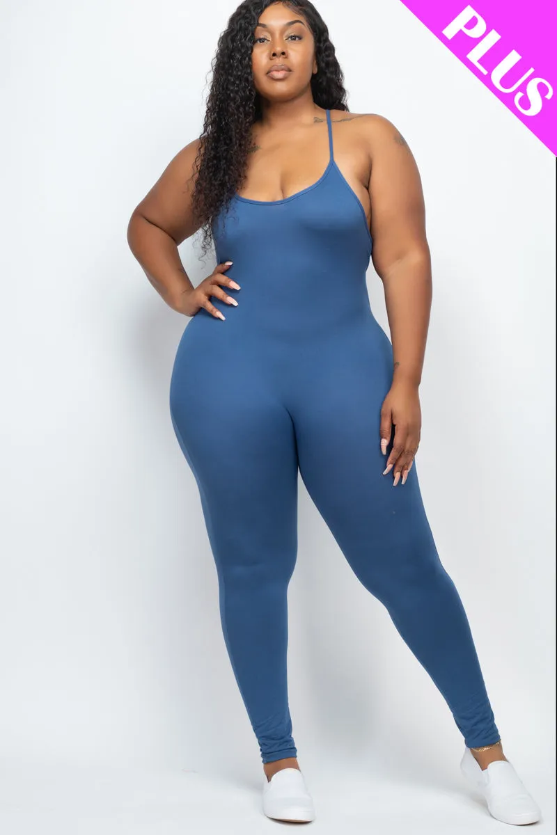 Plus Size Solid Bodycon Cami Jumpsuit (CAPELLA)