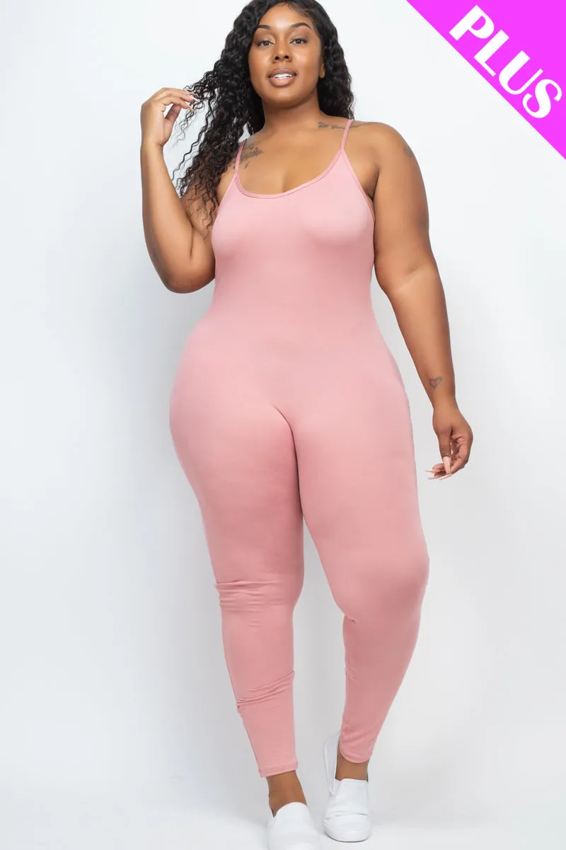 Plus Size Solid Bodycon Cami Jumpsuit (CAPELLA)