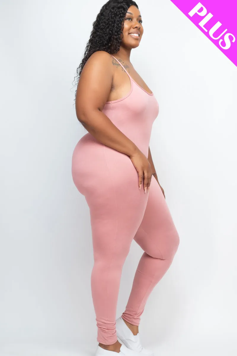 Plus Size Solid Bodycon Cami Jumpsuit (CAPELLA)