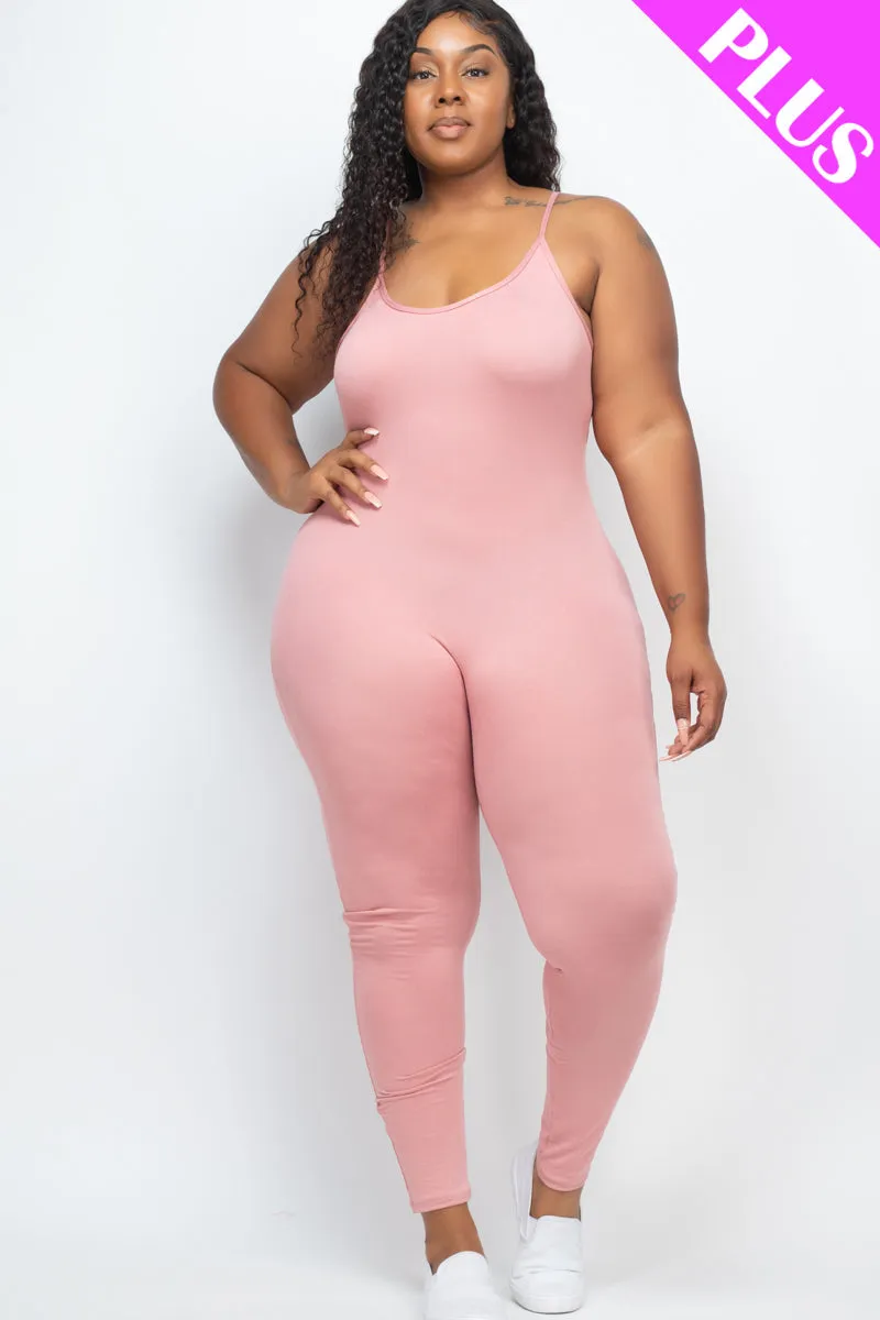 Plus Size Solid Bodycon Cami Jumpsuit (CAPELLA)