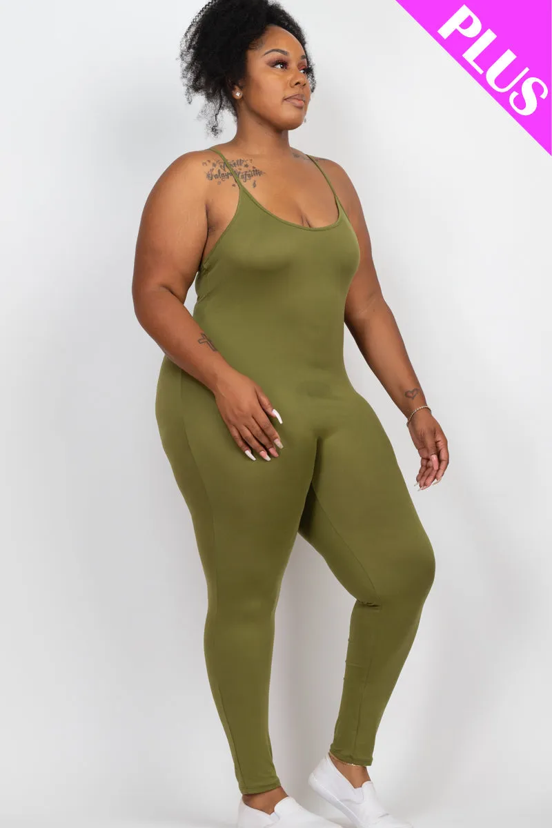 Plus Size Solid Bodycon Cami Jumpsuit (CAPELLA)