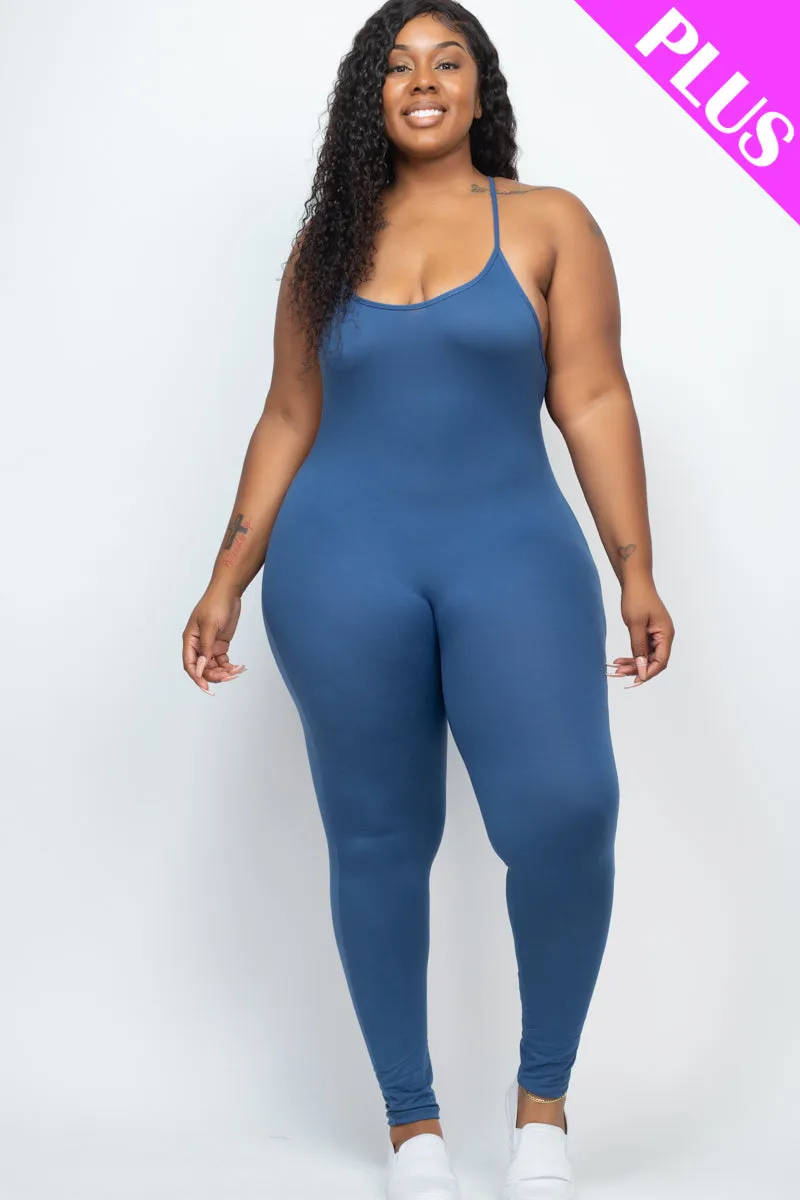 Plus Size Solid Bodycon Cami Jumpsuit (CAPELLA)