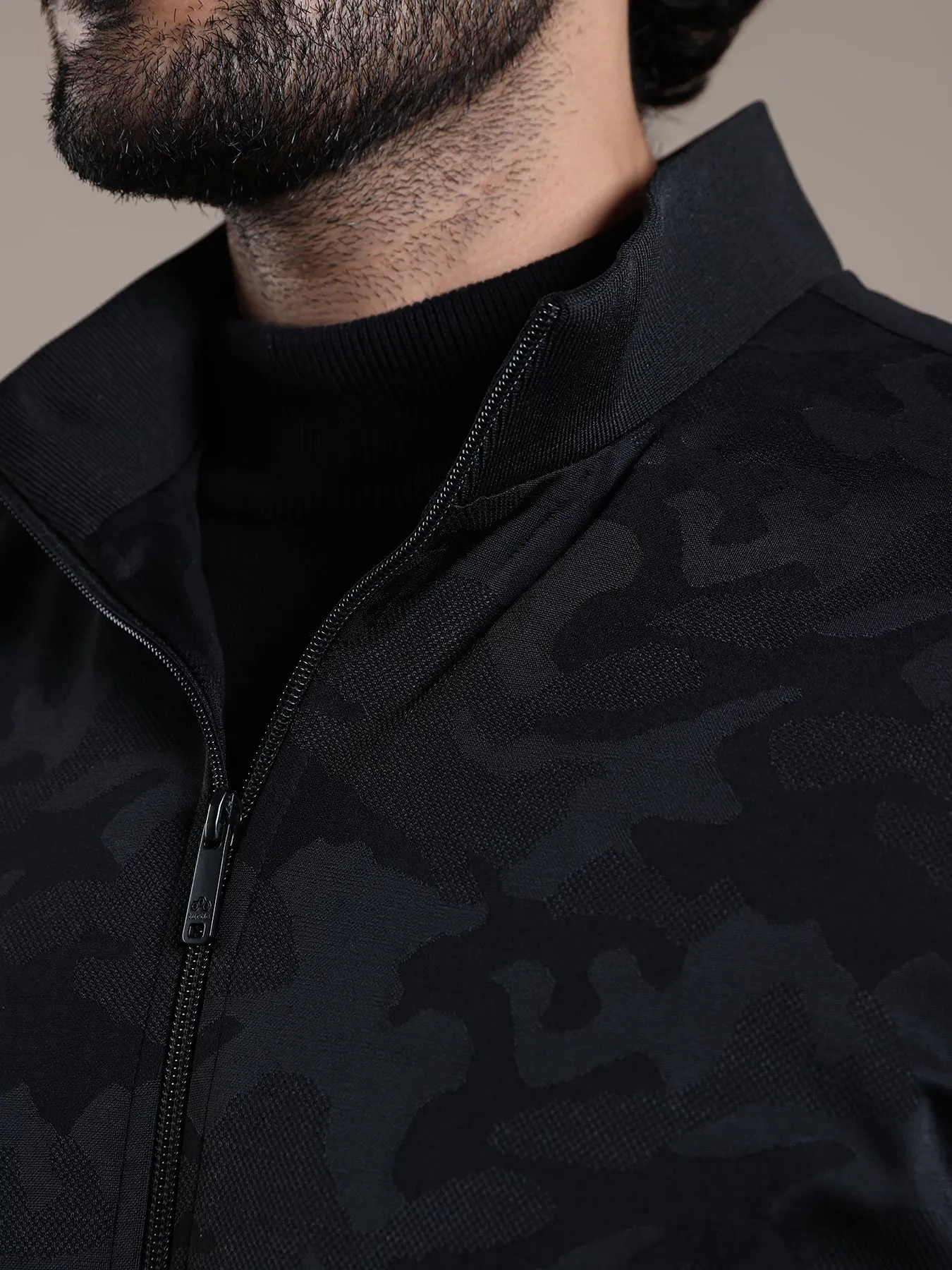 Polyester Black Printed Regular Fit Full Sleeve Casual Windcheater